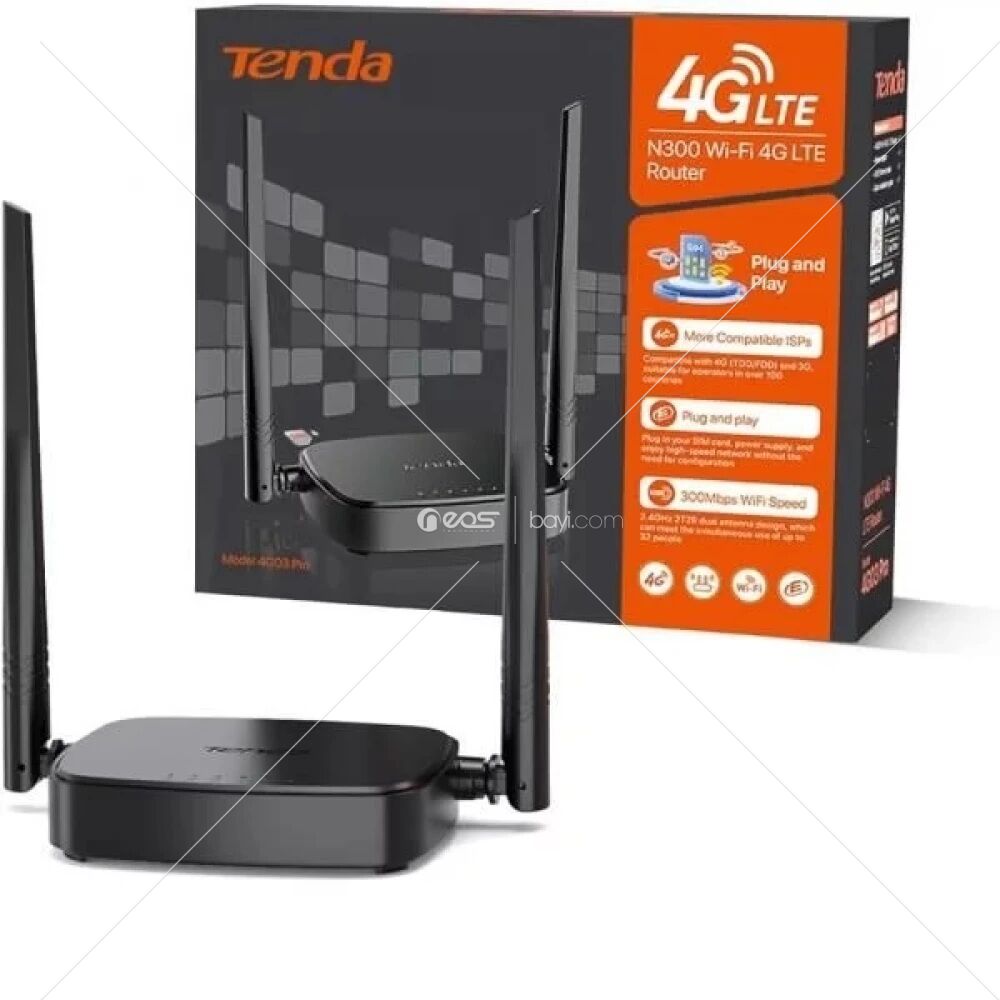 TENDA 4G03 Beyaz 300 MBps 4.5G Tüm Sim kartlarla uyumlu GSM Modem/Router